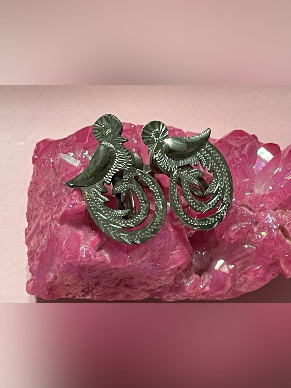 Sterling Silver Quetzal Earrings Curled Tail Birds #7251❤️🔥LAST CHANCE - Picture 1 of 7